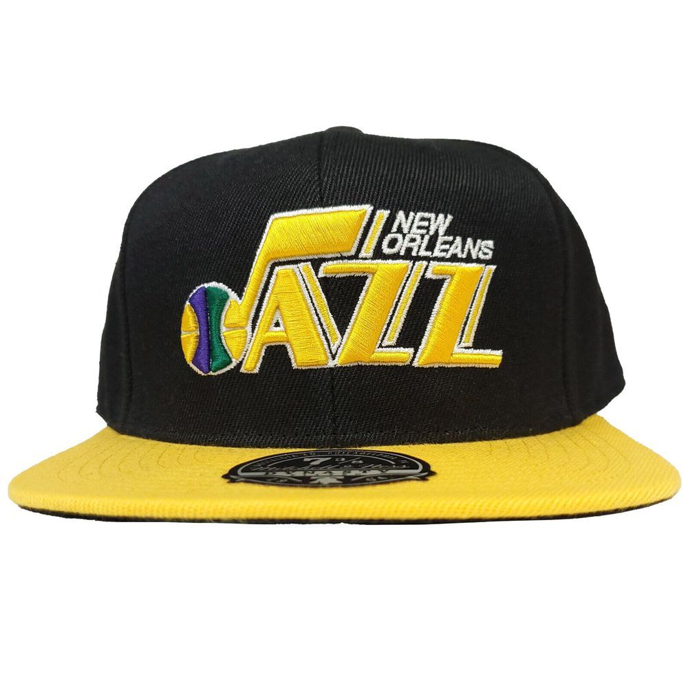 New Orleans Jazz Mitchell & Ness Fitted 7 3/8 Flatbill Hat Cap 3D Logo NWT